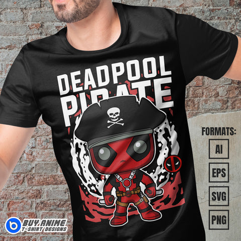 Premium Deadpool Pirate Funko Vector T-shirt Design Template