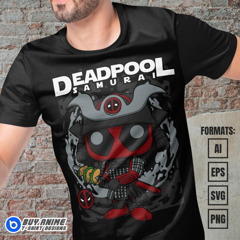 Premium Deadpool Samurai Funko Vector T-shirt Design Template