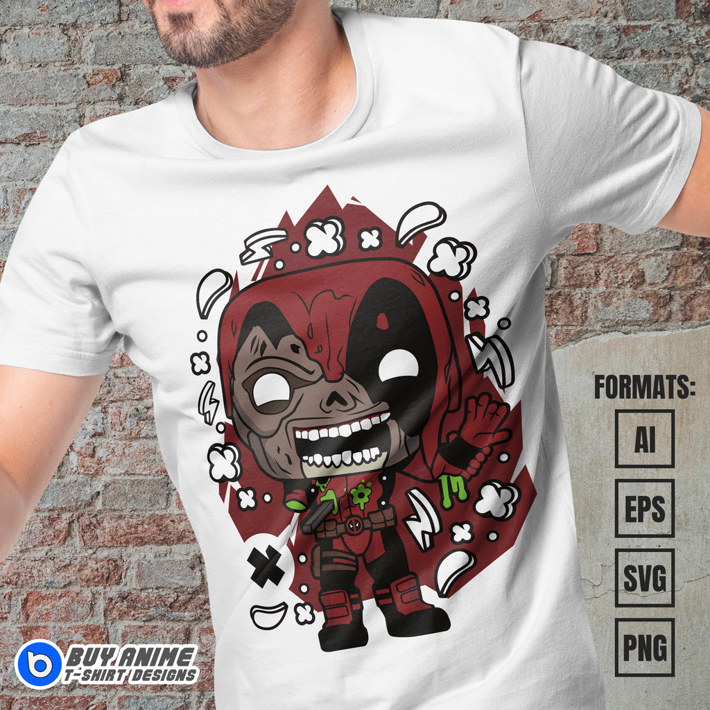 Premium Deadpool Zombie Funko Vector T-shirt Design Template