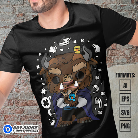 Premium Disney Beast Funko Vector T-shirt Design Template