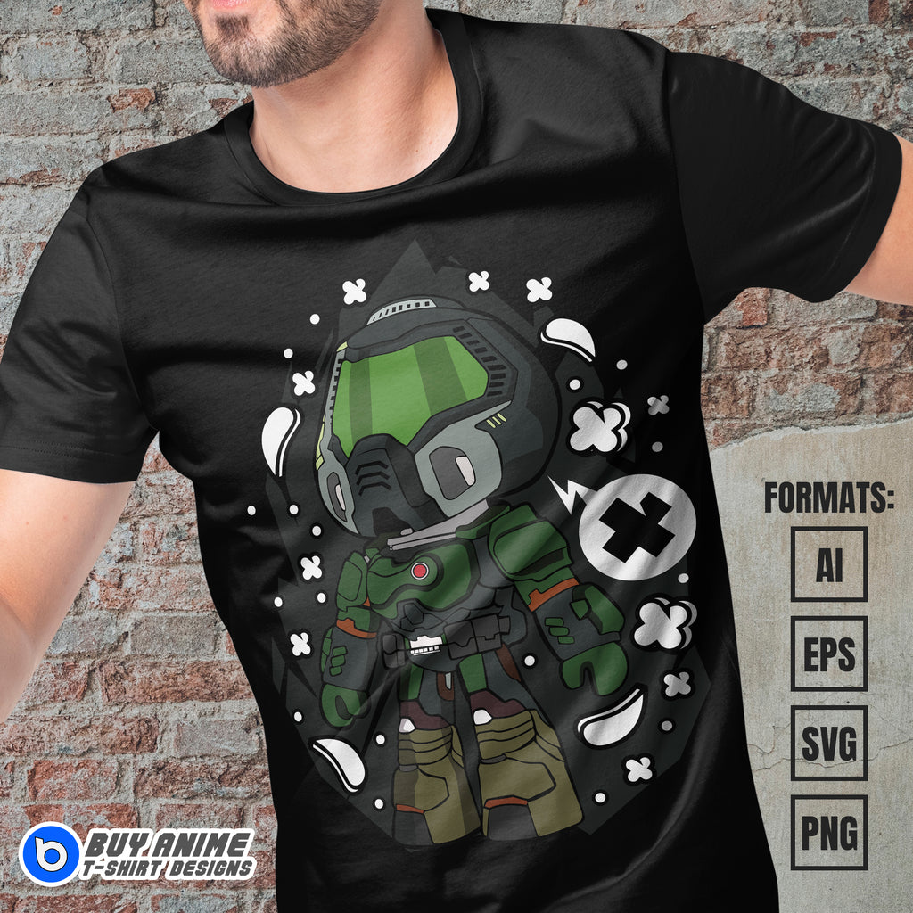Premium DoomGuy Funko Vector T-shirt Design Template