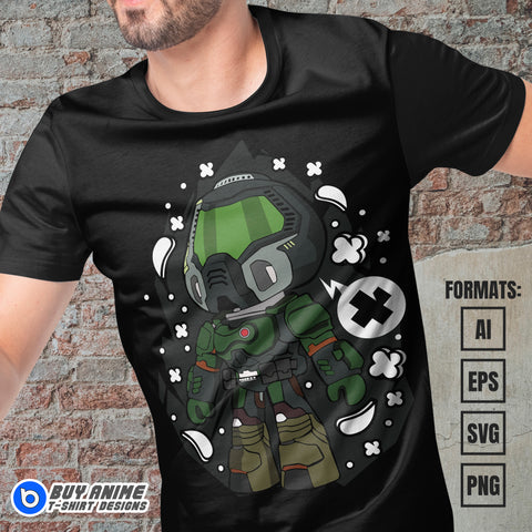 Premium DoomGuy Funko Vector T-shirt Design Template