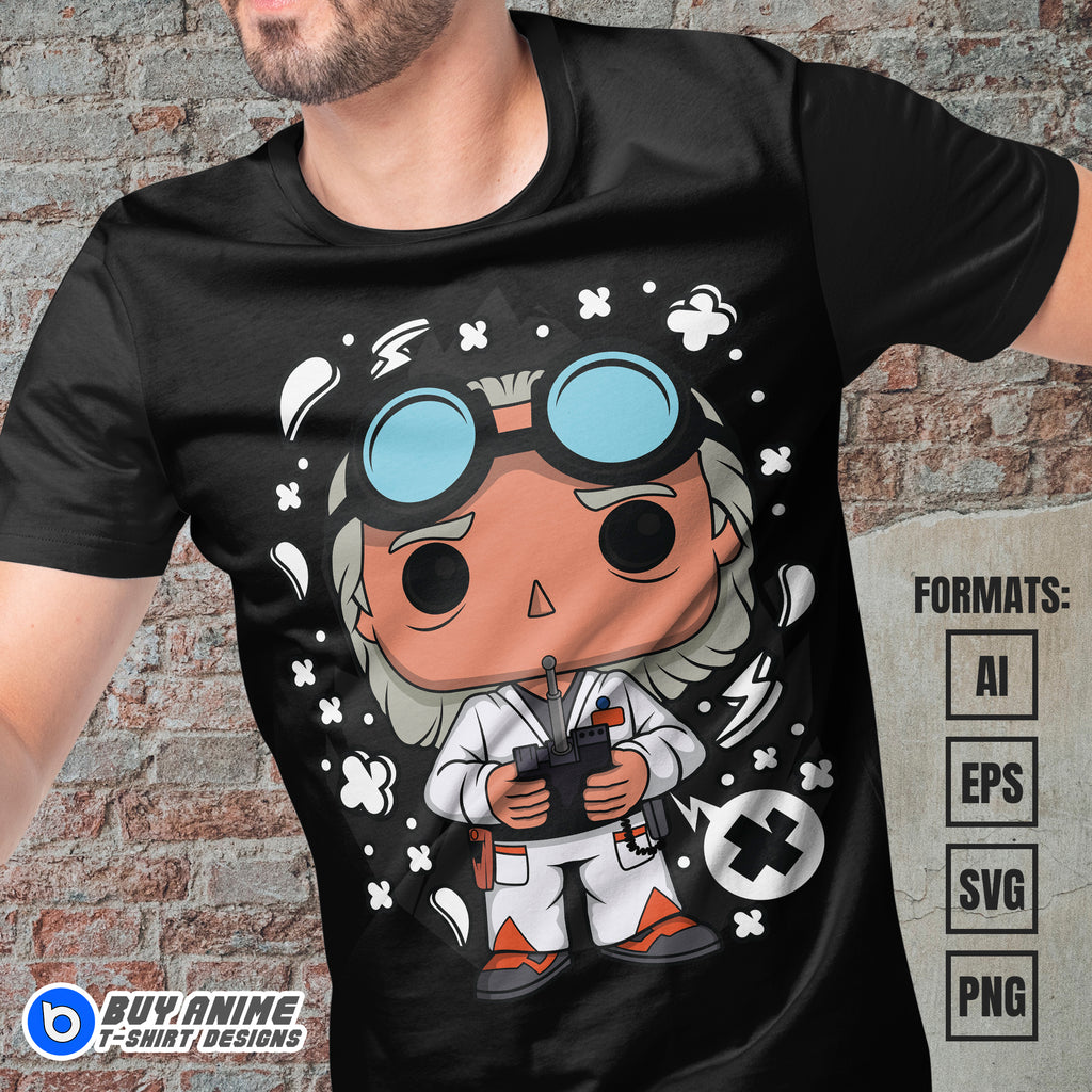 Premium Dr Emmett Brown Back To The Future Funko Vector T-shirt Design Template