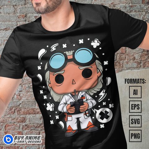 Premium Dr Emmett Brown Back To The Future Funko Vector T-shirt Design Template