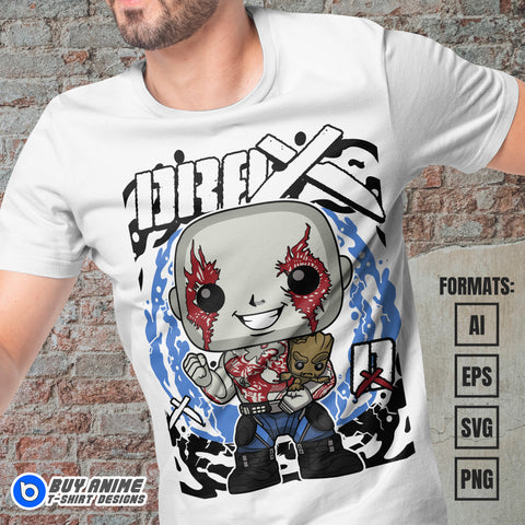Premium Drax x Groot Guardians Of The Galaxy Funko Vector T-shirt Design Template