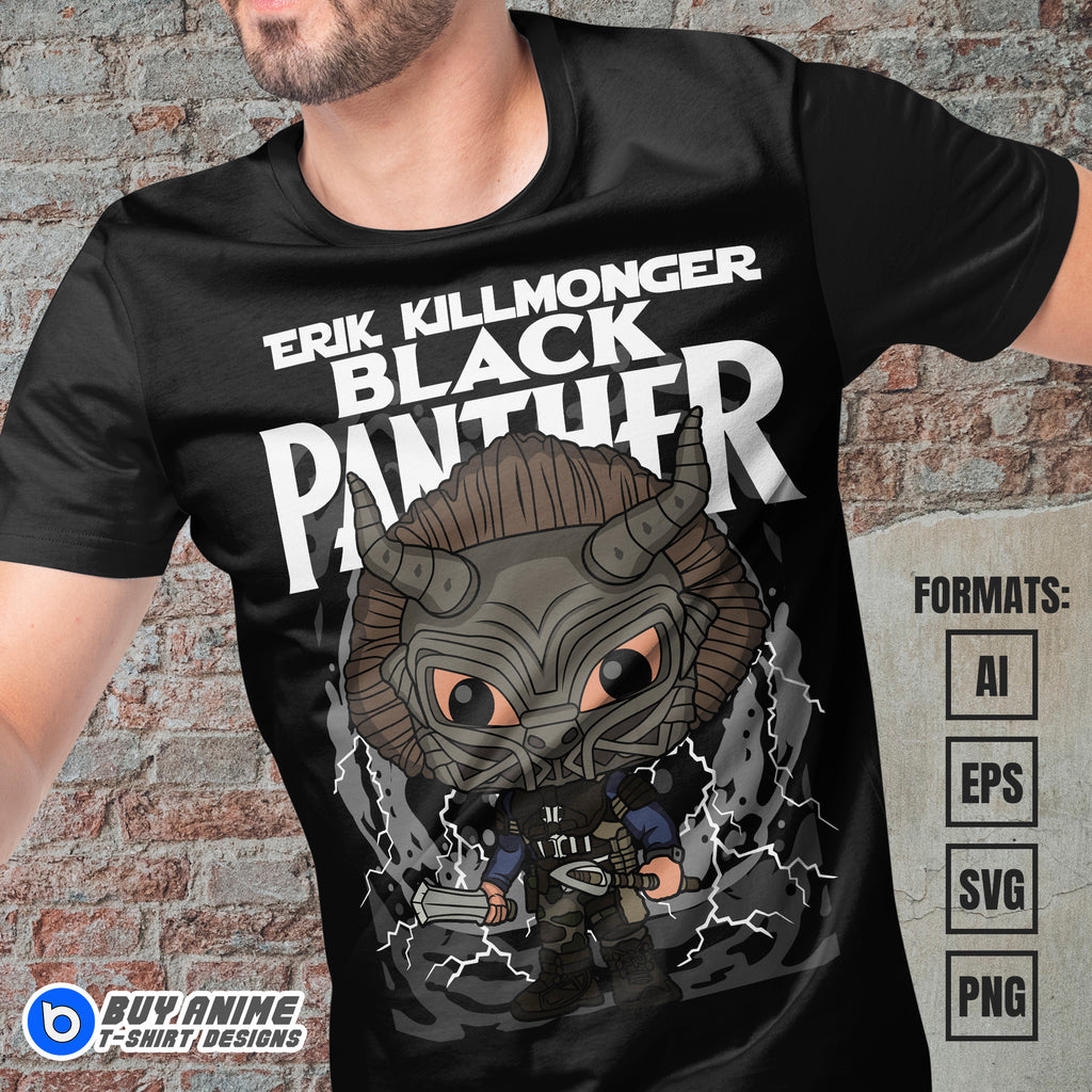 Premium Erik Killmonger Black Panther Funko Vector T-shirt Design Template