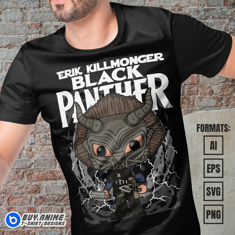 Premium Erik Killmonger Black Panther Funko Vector T-shirt Design Template