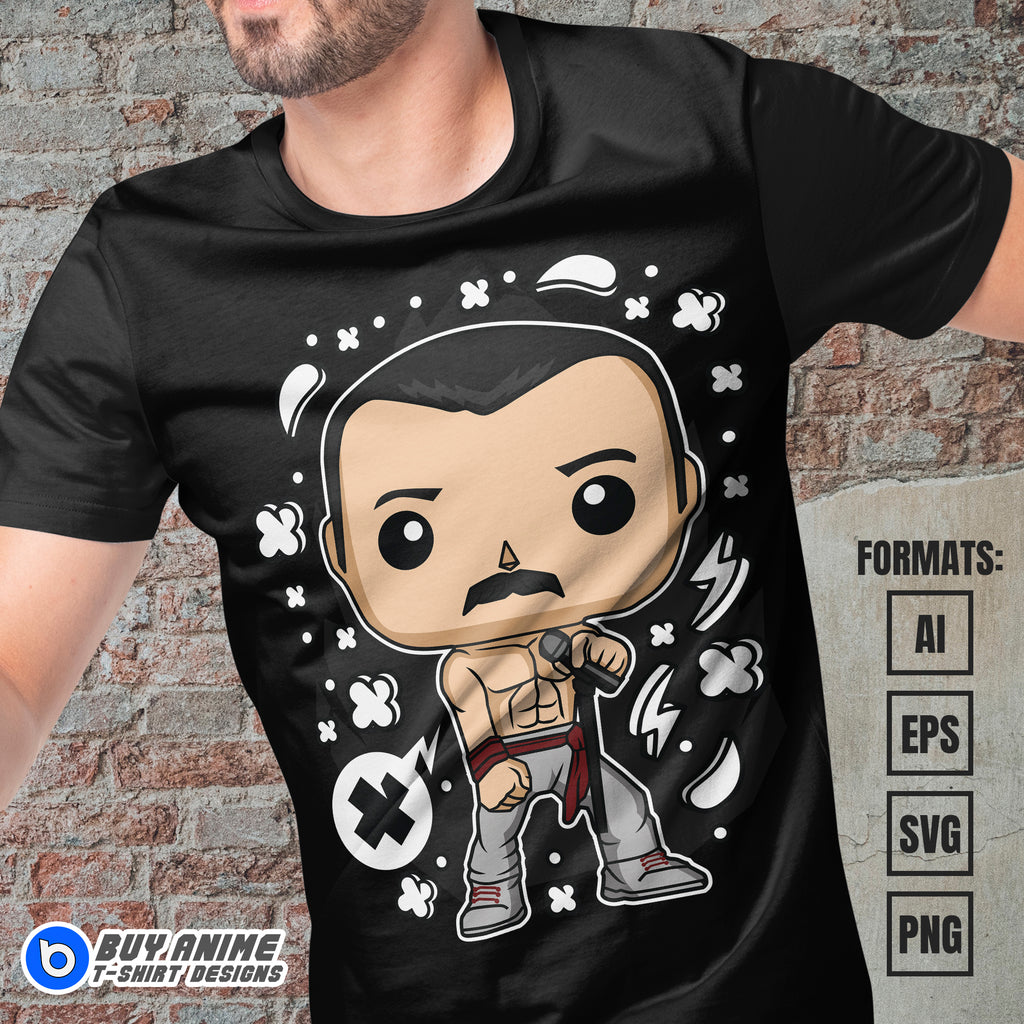 Premium Freddie Mercury Queen Funko Vector T-shirt Design Template
