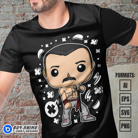 Premium Freddie Mercury Queen Funko Vector T-shirt Design Template