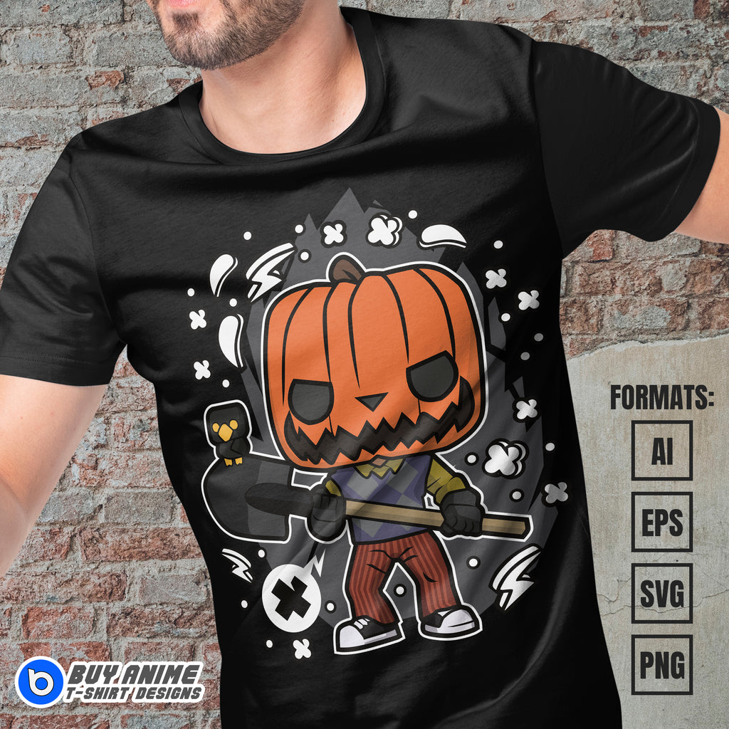 Premium Hello Neighbor Pumpkinhead Funko Vector T-shirt Design Template