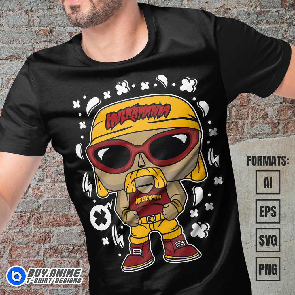 Premium Hulk Hogan WWE Funko Vector T-shirt Design Template