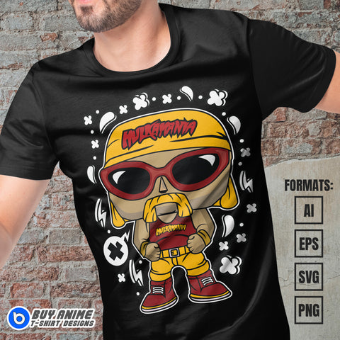 Premium Hulk Hogan WWE Funko Vector T-shirt Design Template