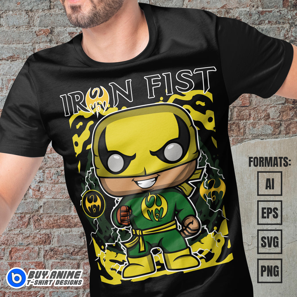 Premium Iron Fist Marvel Funko Vector T-shirt Design Template