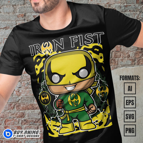Premium Iron Fist Marvel Funko Vector T-shirt Design Template
