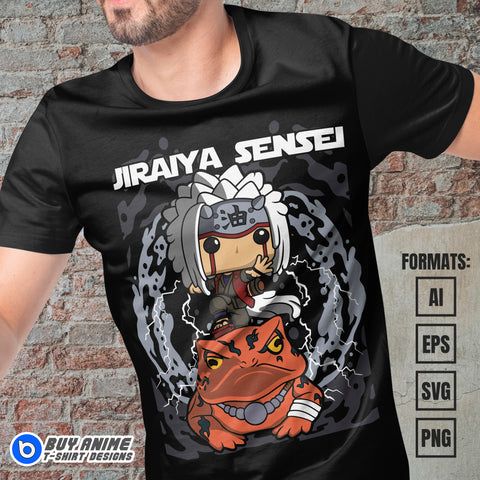 Premium Jiraiya Sensei Naruto Funko Vector T-shirt Design Template