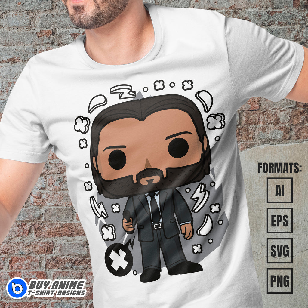 Premium John Wick Funko Vector T-shirt Design Template