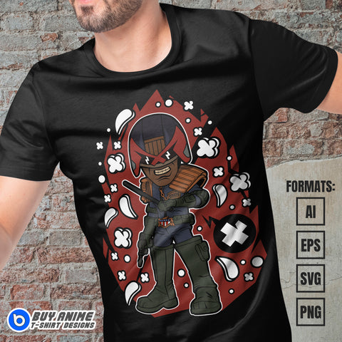 Premium Judge Dredd Funko Vector T-shirt Design Template