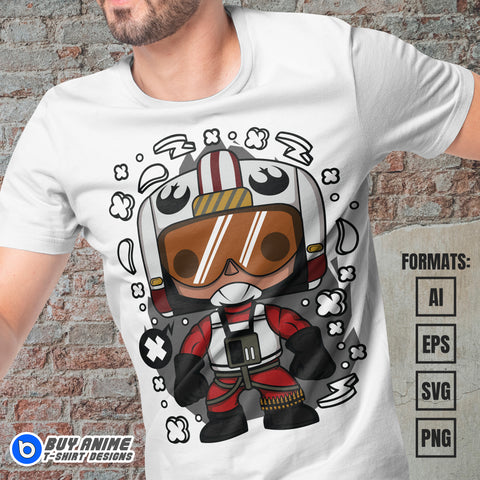 Premium Luke Skywalker Star Wars Funko Vector T-shirt Design Template