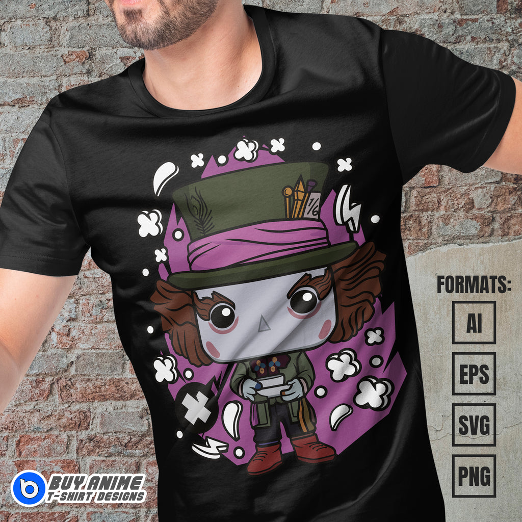 Premium Mad Hatter Alice In Wonderland Funko Vector T-shirt Design Template