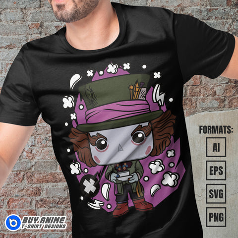 Premium Mad Hatter Alice In Wonderland Funko Vector T-shirt Design Template