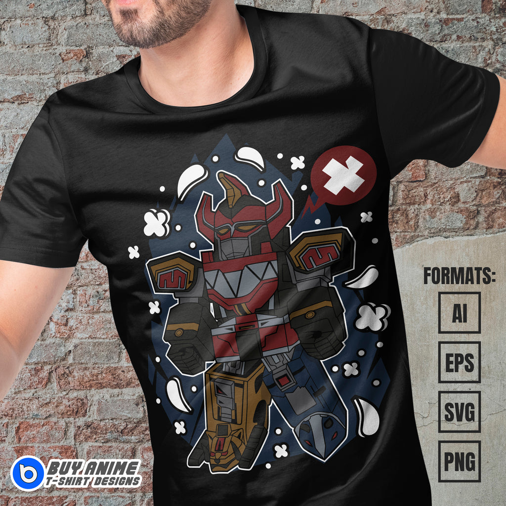 Premium Megazord Power Rangers Funko Vector T-shirt Design Template