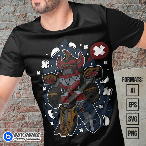 Premium Megazord Power Rangers Funko Vector T-shirt Design Template