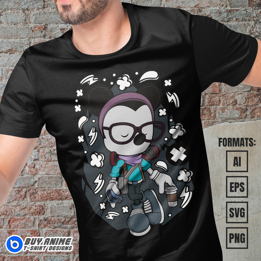 Premium Mickey Mouse Hipster Funko Vector T-shirt Design Template