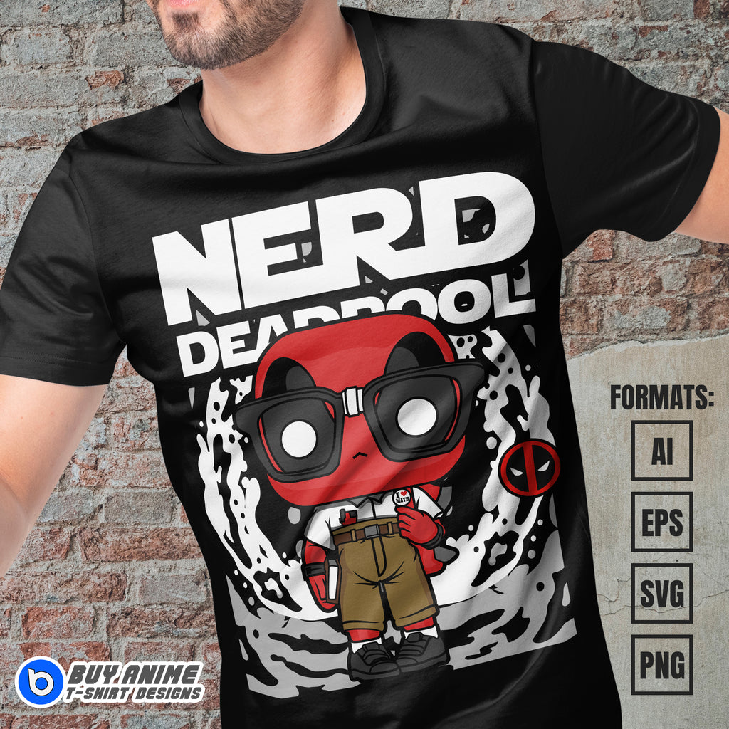 Premium Nerd Deadpool Funko Vector T-shirt Design Template