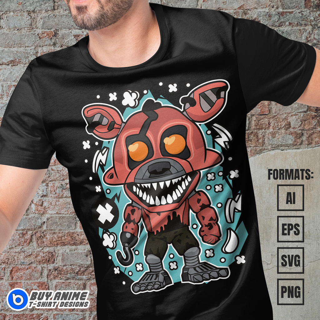 Premium Nightmare Foxy Five Nights At Freddys Funko Vector T-shirt Design Template