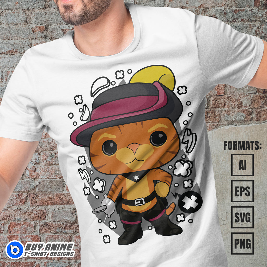 Premium Puss In Boots Funko Vector T-shirt Design Template