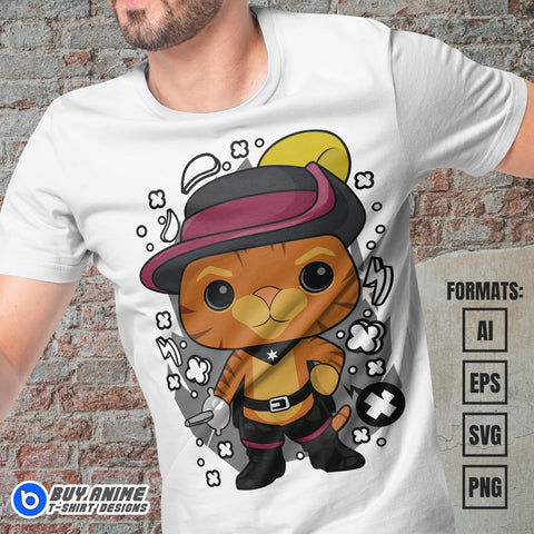 Premium Puss In Boots Funko Vector T-shirt Design Template