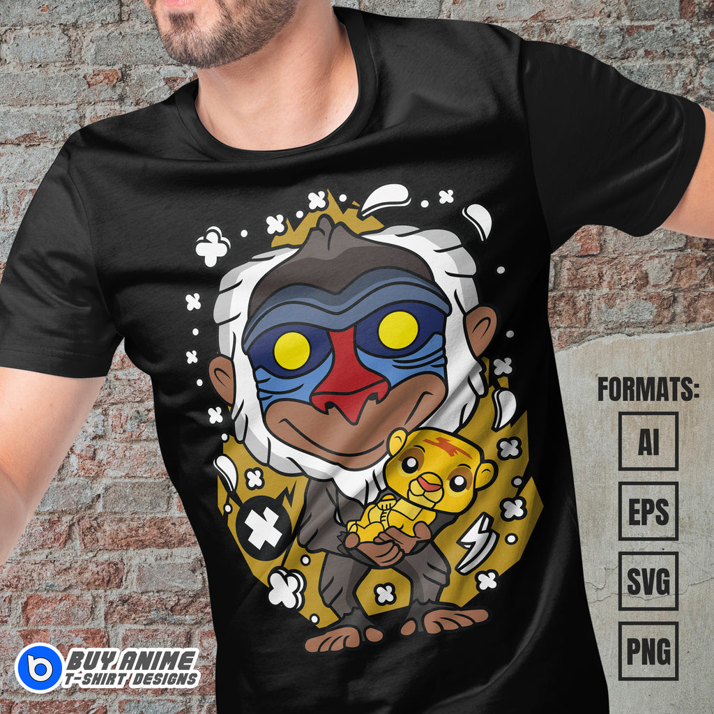 Premium Rafiki x Simba Lion King Funko Vector T-shirt Design Template