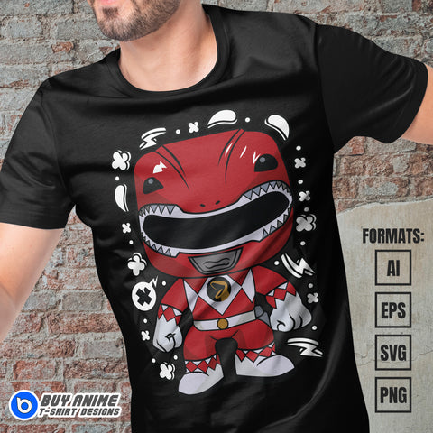 Premium Red Ranger Power Rangers Funko Vector T-shirt Design Template