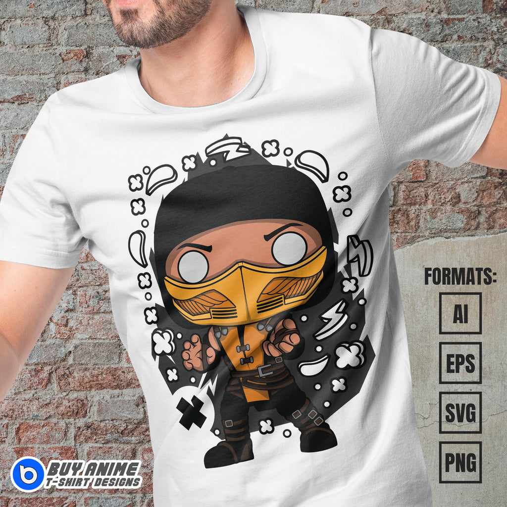 Premium Scorpion Mortal Kombat Funko Vector T-shirt Design Template