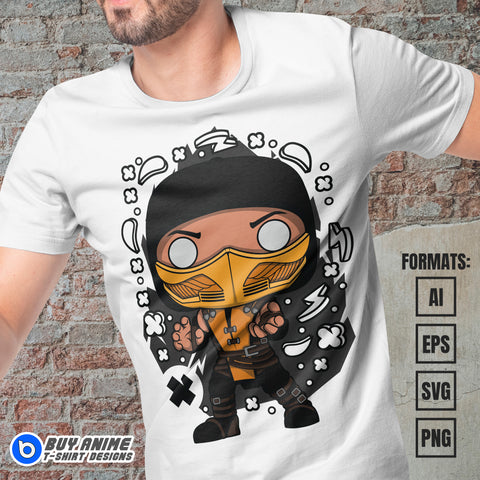 Premium Scorpion Mortal Kombat Funko Vector T-shirt Design Template