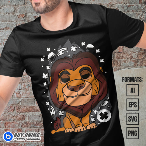 Premium Simba Lion King Funko Vector T-shirt Design Template