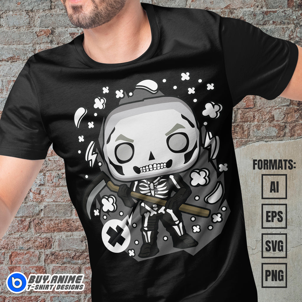 Premium Skeleton Fortnite Funko Vector T-shirt Design Template