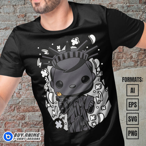 Premium Statue Of Liberty Funko Vector T-shirt Design Template