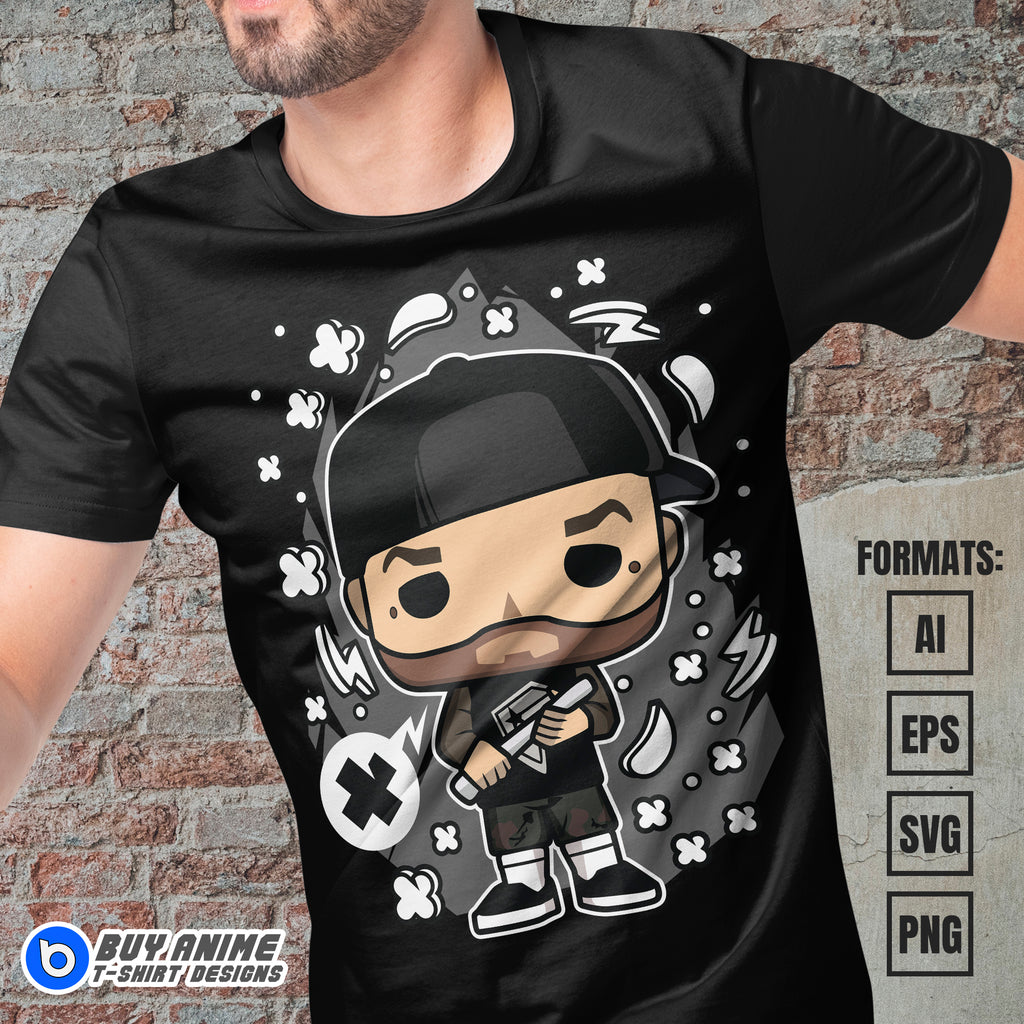 Premium Travis Barker Blink 182 Funko Vector T-shirt Design Template
