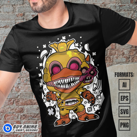 Premium Twisted Chica Five Nights At Freddys Funko Vector T-shirt Design Template
