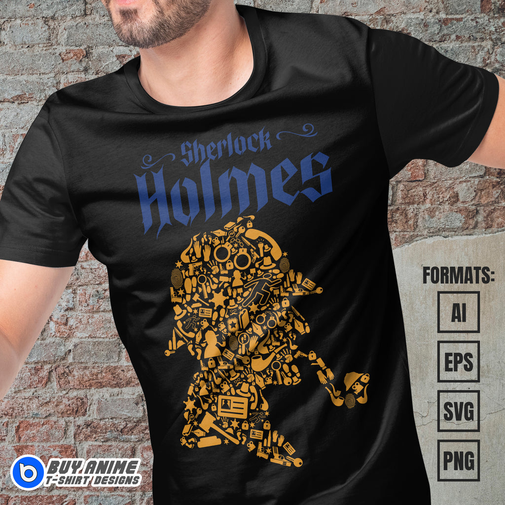Premium Sherlock Holmes Vector T-shirt Design Template