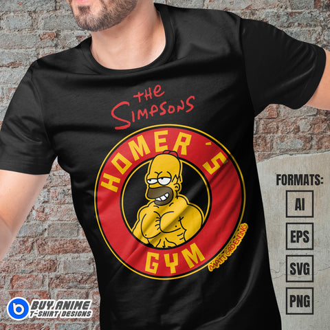 Premium Homers Gym The Simpsons Vector T-shirt Design Template