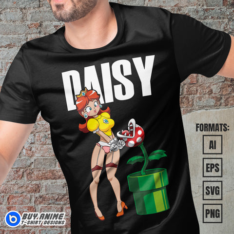 Premium Princess Daisy Mario Vector T-shirt Design Template #2