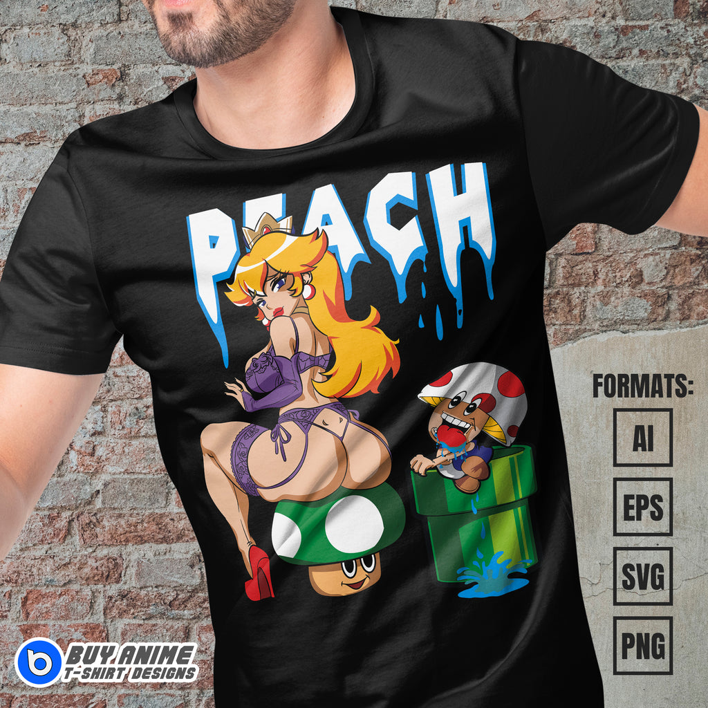 Premium Princess Peach Super Mario Vector T-shirt Design Template #10