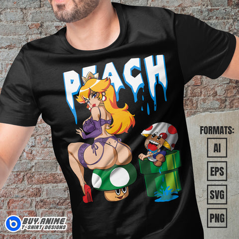 Premium Princess Peach Super Mario Vector T-shirt Design Template #10