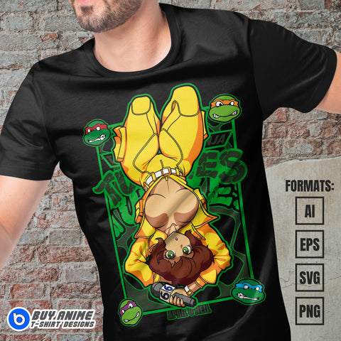 Premium April O'Neil Teenage Mutant Ninja Turtles Vector T-shirt Design Template