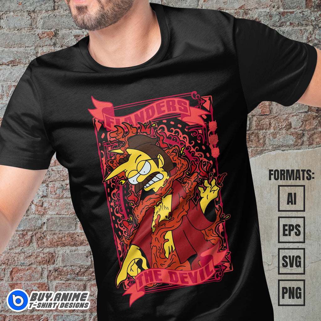 Premium Flanders Simpsons Vector T-shirt Design Template