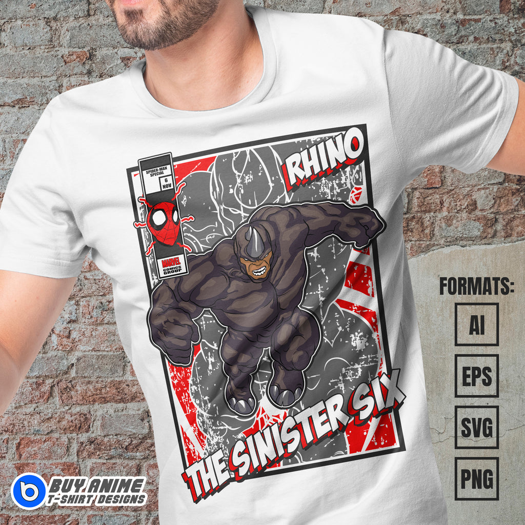 Premium Rhino Spider-Man Vector T-shirt Design Template