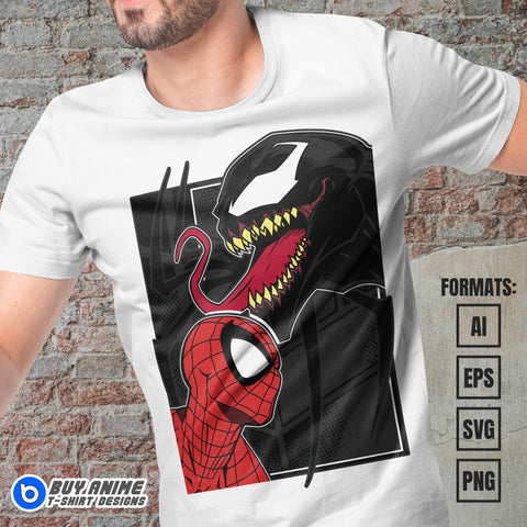 Premium Spider-Man x Venom Vector T-shirt Design Template