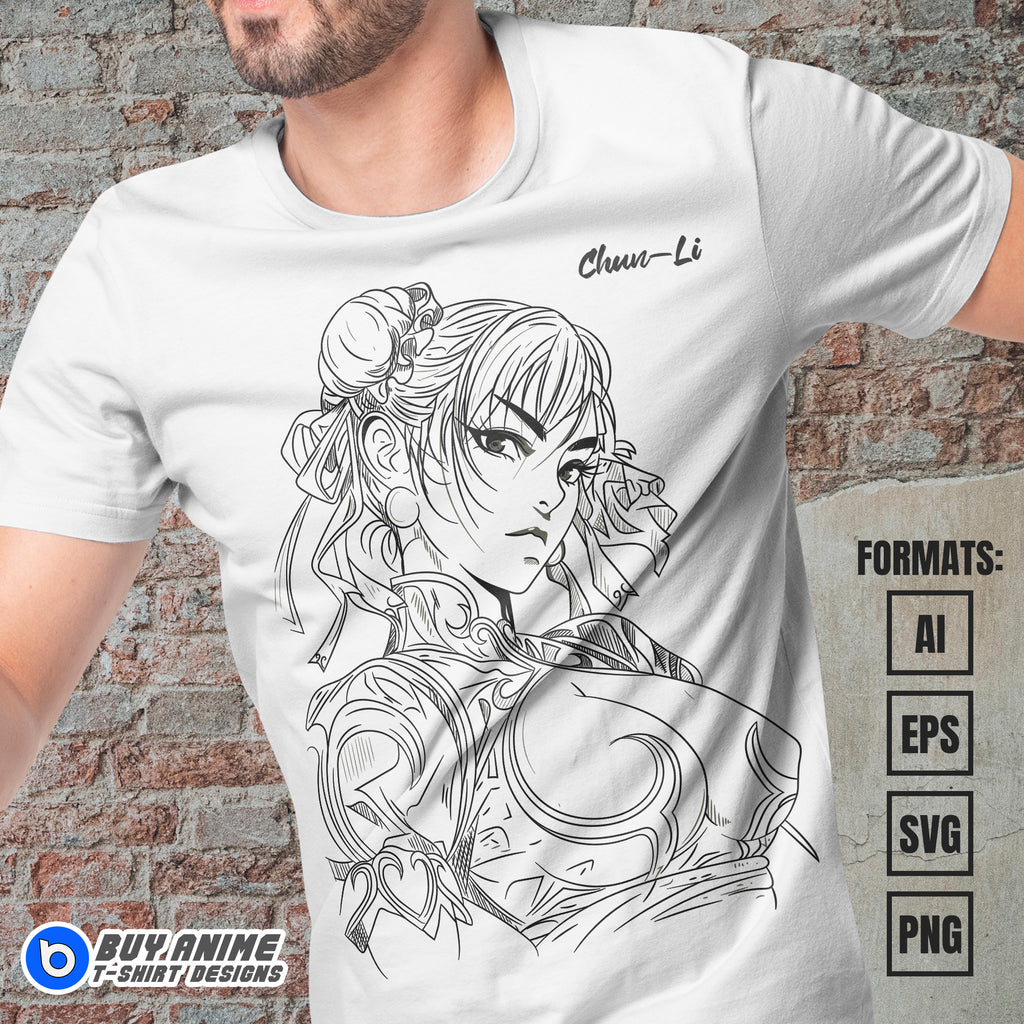 Premium Chun Li Street Fighter Vector T-shirt Design Template #2